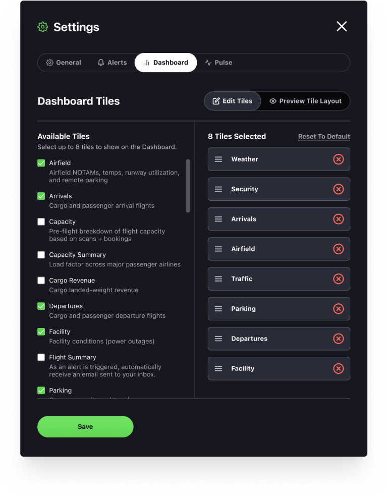 Screenshot of tile customization in EASE